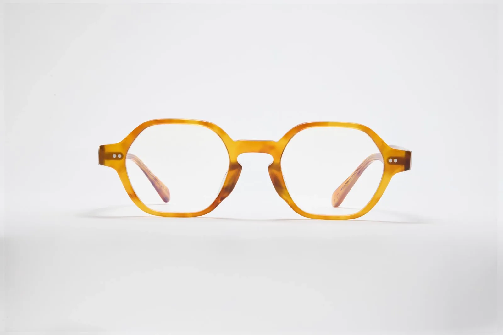 Hexagonal optical frame, amber.